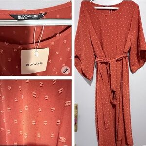 BloomChic Women's Long Sleeve Rust Dress